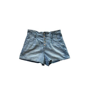 American Eagle Paper Bag‎ Mom Jean Short Cotton Blue High Rise Button Fly NWT